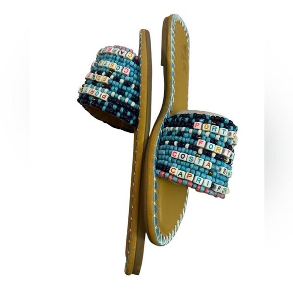 Women's Vacation Beaded Slide Sandals - Blue - Picture 5 of 7